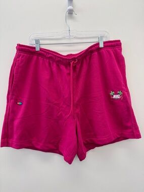 Nike Mens Hot Pink Tropical Logo Fleece Athletic Shorts Size XL